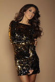 Classic backless flip sequin dress  - Black and gold